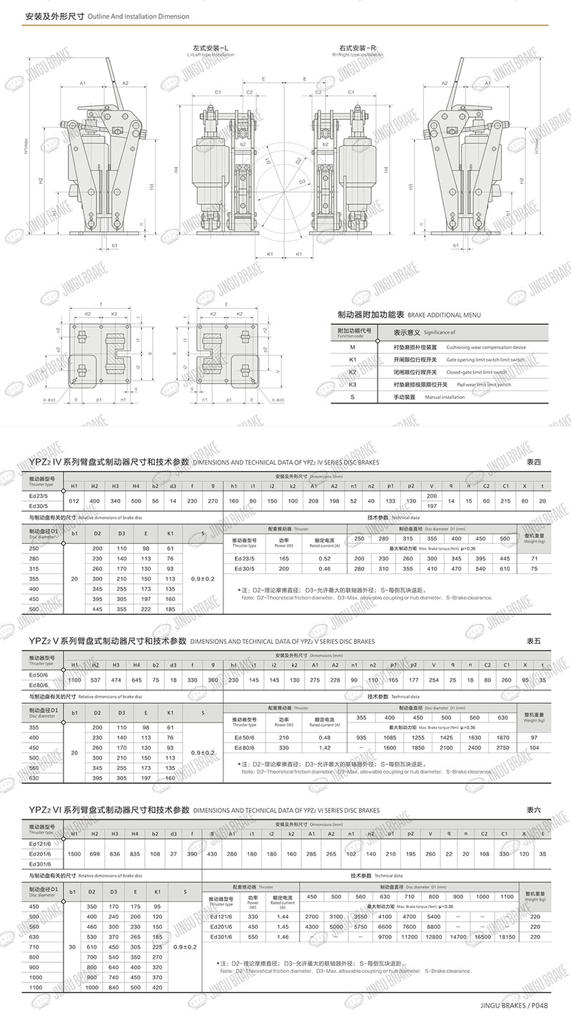 YPZ2IV、V、VI系列電力液壓臂盤式制動(dòng)器