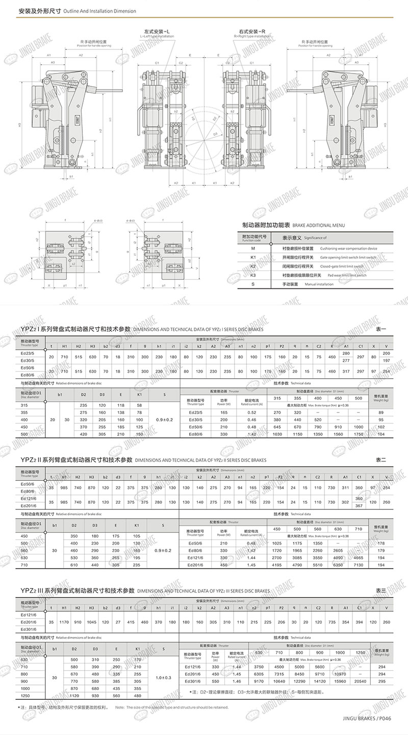 YPZ2I、II、III系列電力液壓臂盤(pán)式制動(dòng)器
